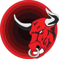 création de logo tête de taureau rouge vecteur