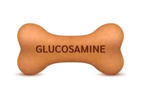 nourriture sèche en forme d'os pour chats et chiens avec glucosamine complément alimentaire os arthrite canine arthrose. sur un vecteur de fond blanc 3d. peut utiliser pour la publicité des aliments pour animaux de compagnie.