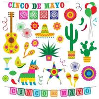 éléments de cinco de mayo vecteur