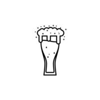icône en verre wiezenbier avec soda et mousse sur fond blanc. style simple, ligne, silhouette et épuré. noir et blanc. adapté au symbole, au signe, à l'icône ou au logo vecteur