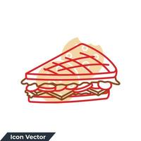 illustration vectorielle de sandwich icône logo. modèle de symbole sandwich pour le petit déjeuner et le déjeuner pour la collection de conception graphique et web vecteur