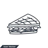 illustration vectorielle de sandwich icône logo. modèle de symbole sandwich pour le petit déjeuner et le déjeuner pour la collection de conception graphique et web vecteur