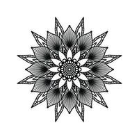 Arrière-plan de conception de mandala ornemental noir Conception de mandala Conception de fond d'écran d'art de livre de coloriage de motif de mandala, mandala noir et blanc vecteur