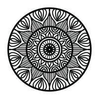 Arrière-plan de conception de mandala ornemental noir Conception de mandala Conception de fond d'écran d'art de livre de coloriage de motif de mandala, mandala noir et blanc vecteur