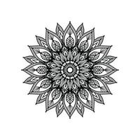 Arrière-plan de conception de mandala ornemental noir Conception de mandala Conception de fond d'écran d'art de livre de coloriage de motif de mandala, mandala noir et blanc vecteur