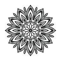 Arrière-plan de conception de mandala ornemental noir Conception de mandala Conception de fond d'écran d'art de livre de coloriage de motif de mandala, mandala noir et blanc vecteur