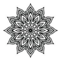 Arrière-plan de conception de mandala ornemental noir Conception de mandala Conception de fond d'écran d'art de livre de coloriage de motif de mandala, mandala noir et blanc vecteur