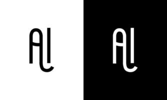 création de logo ai. création de logo lettre ai. conception d'icône de logo ai en modèle vectoriel gratuit de couleurs noir et blanc.