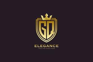 logo monogramme de luxe élégant initial gq ou modèle de badge avec volutes et couronne royale - parfait pour les projets de marque de luxe vecteur