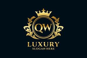 modèle initial de logo de luxe royal de lettre qw dans l'art vectoriel pour des projets de marque luxueux et d'autres illustrations vectorielles.