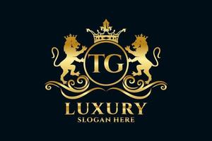 modèle de logo de luxe royal lion lettre initiale tg dans l'art vectoriel pour les projets de marque luxueux et autres illustrations vectorielles.