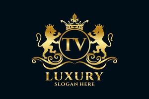 modèle de logo de luxe royal de lion de lettre de télévision initiale dans l'art vectoriel pour des projets de marque luxueux et d'autres illustrations vectorielles.