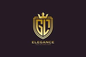 logo monogramme de luxe élégant initial gl ou modèle de badge avec volutes et couronne royale - parfait pour les projets de marque de luxe vecteur