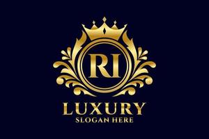 modèle de logo de luxe royal lettre ri initial dans l'art vectoriel pour les projets de marque luxueux et autres illustrations vectorielles.