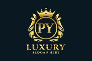 modèle de logo de luxe royal de lettre py initiale dans l'art vectoriel pour des projets de marque luxueux et d'autres illustrations vectorielles.