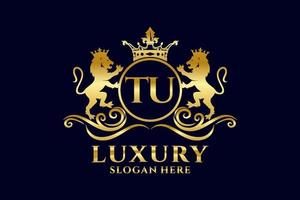 modèle de logo de luxe royal de lion de lettre tu initiale dans l'art vectoriel pour des projets de marque luxueux et d'autres illustrations vectorielles.