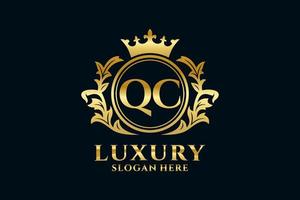 modèle de logo de luxe royal lettre qc initial dans l'art vectoriel pour les projets de marque luxueux et autres illustrations vectorielles.