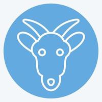 icône chèvre. lié au symbole de tête d'animal. façon yeux bleus. conception simple modifiable. simple illustration. mignonne. éducation vecteur