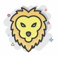 icône lion. lié au symbole de tête d'animal. style comique. conception simple modifiable. simple illustration. mignonne. éducation vecteur
