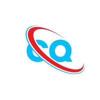 logo cq. conception cq. lettre cq bleue et rouge. création de logo de lettre cq. lettre initiale cq logo monogramme majuscule cercle lié. vecteur