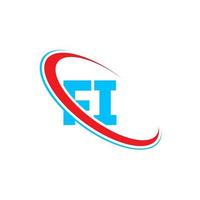 fi logo. fi conception. lettre fi bleu et rouge. création de logo de lettre fi. lettre initiale fi cercle lié logo monogramme majuscule. vecteur