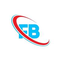 logo facebook. conception fb. lettre fb bleue et rouge. création de logo de lettre fb. lettre initiale fb logo monogramme majuscule cercle lié.