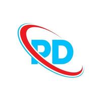logo pd. conception pd. lettre pd bleue et rouge. création de logo de lettre pd. lettre initiale pd cercle lié logo monogramme majuscule. vecteur