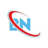 logo bn. bn conception. lettre bn bleue et rouge. création de logo de lettre bn. lettre initiale bn cercle lié logo monogramme majuscule. vecteur