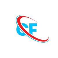 cf logo. cf conception. lettre cf bleue et rouge. création de logo de lettre cf. lettre initiale cf logo monogramme majuscule cercle lié. vecteur