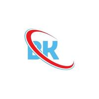 logo bk. conception bk. lettre bk bleu et rouge. création de logo de lettre bk. lettre initiale bk cercle lié logo monogramme majuscule. vecteur