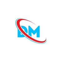 logo dm. conception dm. lettre dm bleue et rouge. création de logo de lettre dm. lettre initiale dm cercle lié logo monogramme majuscule. vecteur