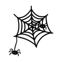 vecteur halloween spider web clipart isolé sur fond blanc. illustration drôle et mignonne pour le design saisonnier, le textile, la décoration de la salle de jeux pour enfants ou la carte de voeux. impressions dessinées à la main et griffonnage.