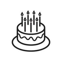 illustration vectorielle d'icône de gâteau d'anniversaire, gâteau d'anniversaire avec illustration vectorielle de bougie vecteur