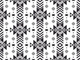 motif géométrique ethnique. forme géométrique aztèque sud-ouest couleur noir et blanc sans soudure de fond. utiliser pour le tissu, le textile, les éléments de décoration intérieure ethnique, le rembourrage, l'emballage. vecteur