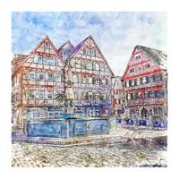 leonberg allemagne croquis aquarelle illustration dessinée à la main vecteur