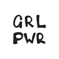 citation de puissance de fille. grl pwr slogan. femme, symboles du féminisme. vecteur