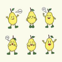 jeu de caractères de mascotte de citron. illustration vectorielle de fruits vecteur