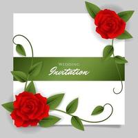 modèles de cartes d'invitation de mariage ou salutation de la saint-valentin avec réaliste de belle rose rouge. - vecteur. vecteur