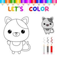 permet de colorier des animaux mignons. livre de coloriage pour les jeunes enfants. jeu éducatif pour les enfants. peindre le chat vecteur