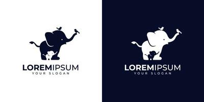 inspiration de conception de logo éléphant et oiseau vecteur