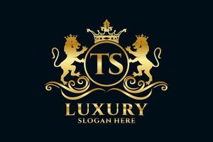 modèle initial de logo de luxe royal de lion de lettre ts dans l'art vectoriel pour des projets de marque luxueux et d'autres illustrations vectorielles.