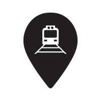 icône de broche de carte de train vecteur