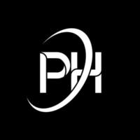 logo ph. conception pH. lettre ph blanche. création de logo de lettre ph. lettre initiale ph logo monogramme majuscule cercle lié. vecteur