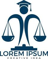 homme tenant le logo de la balance de la justice. création de logo de droit et d'avocat. vecteur