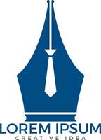 plume de stylo et vecteur de logo de cravate. logo de l'éducation. création de logo vectoriel institutionnel et éducatif.