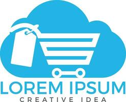 création de logo de magasinage en nuage. modèle de logo de boutique en ligne de vecteur. vecteur