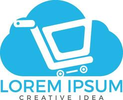 création de logo de magasinage en nuage. modèle de logo de boutique en ligne de vecteur. vecteur