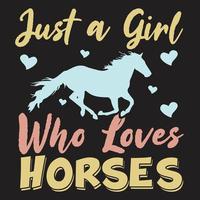 juste une fille qui aime les chevaux t shirt vecteur