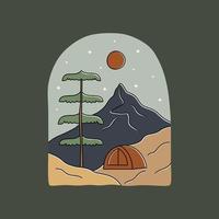 camping nature et conception de montagne pour la conception de t-shirt d'art vectoriel graphique emblème patch insigne