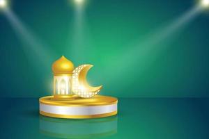 conception de modèle de podium pour afficher le produit avec le concept islamique, effet de lumière, ramadan kareem, image vectorielle vecteur